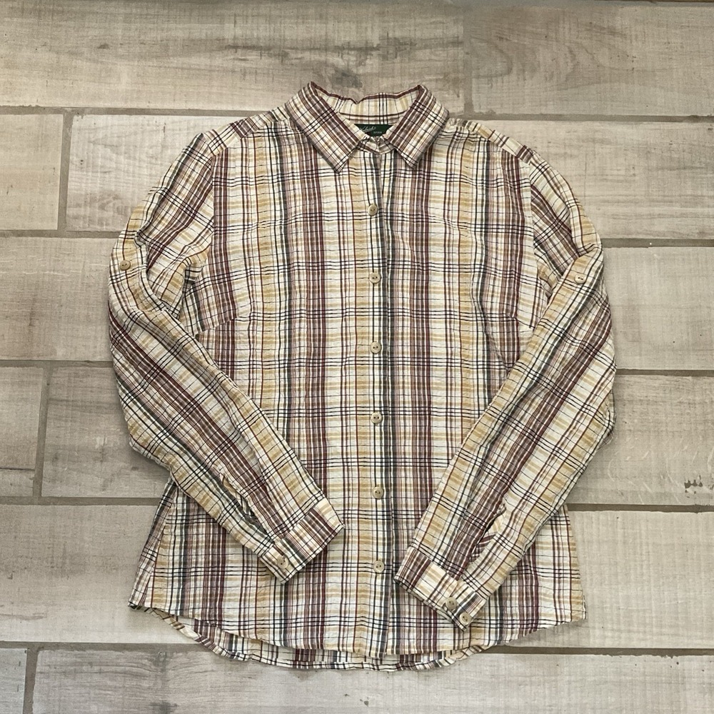 Woolrich Top Womens‎ Medium Light Cotton Plaid Casual Long Sleeve